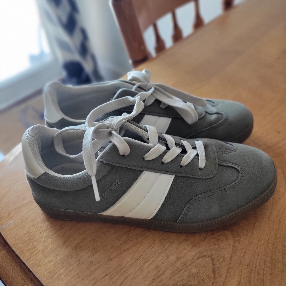 French Connection Gray and White Athletic Shoes